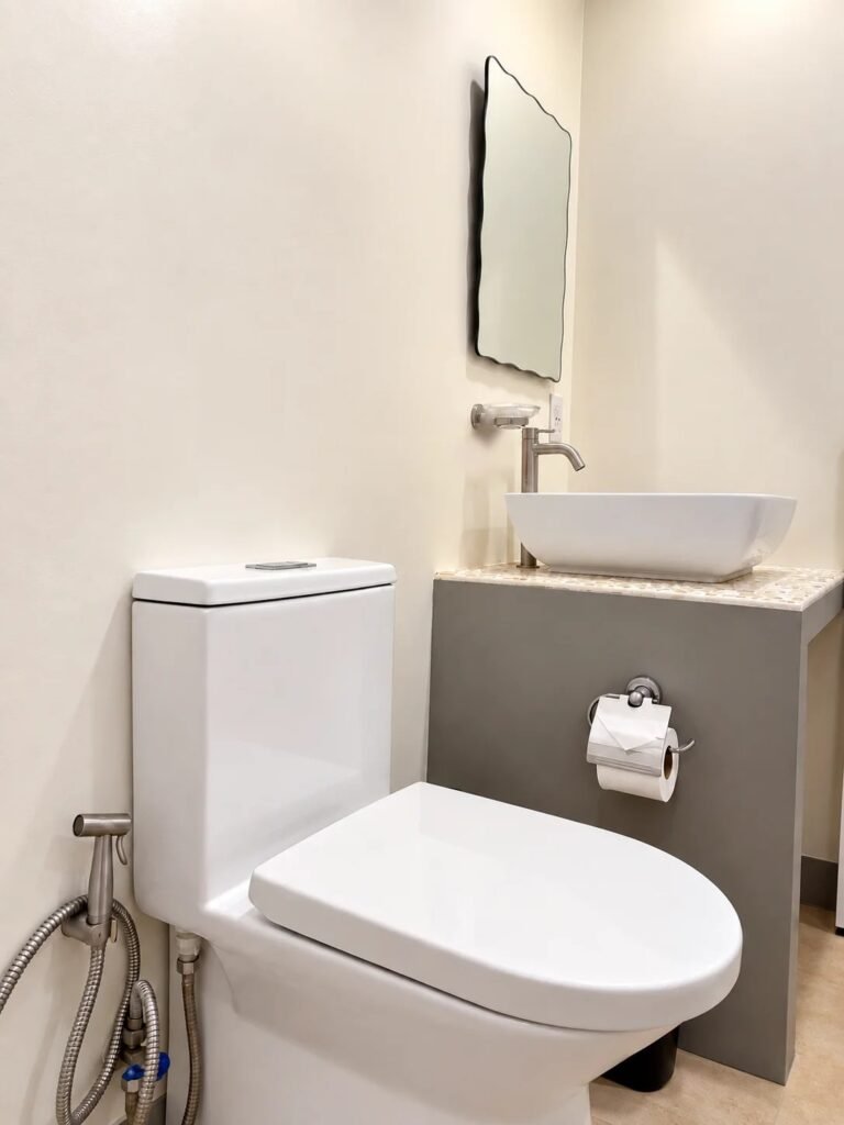 Suite Deluxe Seaview bathroom with vessel sink and stone counter, Sunset Cove Romblon Philippines